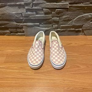 Pink & beige checkered Vans, size 7